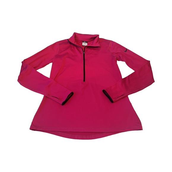 Nike Tops - Nike Pro Dri-FIT Womens Half Zip Pullover Pink Long‎ Sleeve Thumbhole L